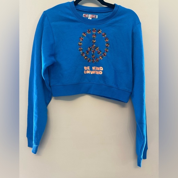 NWT Urban Outfitters Blue Crew Neck “Be Kind Unwind” Sweater Large - Picture 1 of 5